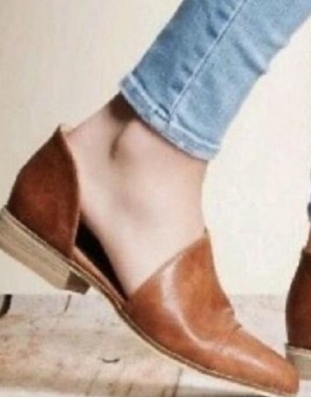 Women's Slip-On Leather Open Sides Flats - Like New 7.5